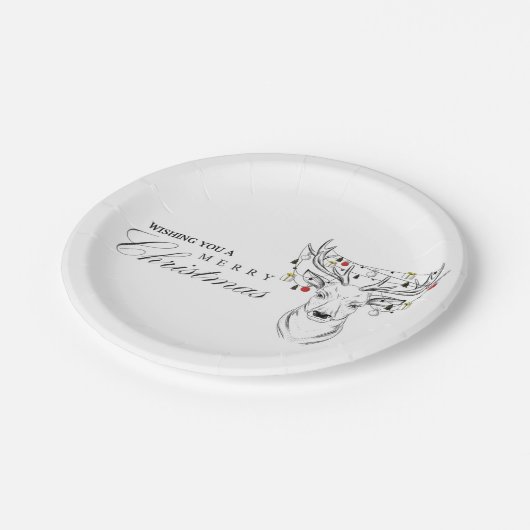 Herten Vrolijk Kerst Papier Borden Papieren Bordje (Gekanteld)