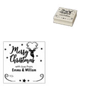 Herten Vrolijk Kerstfeest met liefde, Paar Label Rubberstempel (Gestempeld)