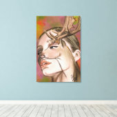 Herten Vrouw Canvas Print (Insitu (Houten vloer))