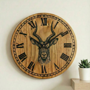Herten Wandklok - Wilde Houten Stijl Decoratie