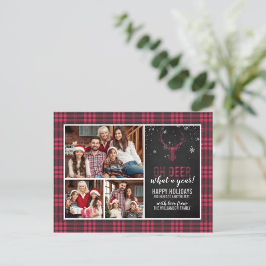 Herten wat een jaar | Kerstvakantie 2020 Foto Feestdagenkaart (Staand voorkant)