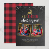 Herten wat een jaar! Tartan Chalkboard 2 Foto Feestdagenkaart (Voorkant / Achterkant)