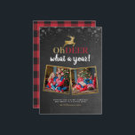 Herten wat een jaar! Tartan Chalkboard 2 Foto Feestdagenkaart<br><div class="desc">Deze vakantiefotokaart is perfect voor elk gezin dat op zoek is naar een leuke maar moderne kerstfotokaart. Dit ontwerp is voorzien van "Oh Deer, wat een jaar!" in een mix van moderne belettering en handgeschreven script met een rendier aan de bovenkant in een faux gouden folie script, geplaatst op de...</div>