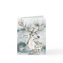 Herten, wat een jaar | Waterverf herten w/ Flowers