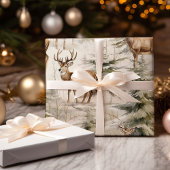 Herten Waterverf Salie Groen Winterbos Cadeaupapier