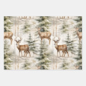 Herten Waterverf Salie Groen Winterbos Inpakpapier Vel (Voorkant)