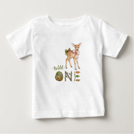 Herten Wilde Eén Baby Eerste 1e Verjaardag T-Shirt
