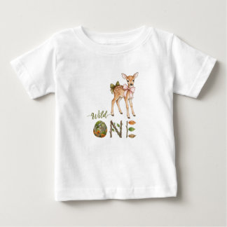 Herten Wilde Eén Baby Eerste 1e Verjaardag T-Shirt