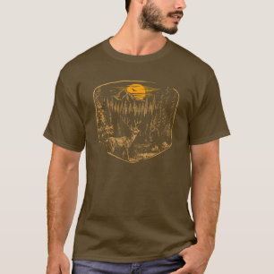 Herten Wildlife Houtsnede Badge T-shirt