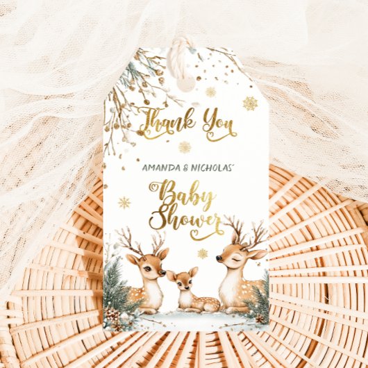 Herten Winter Baby Shower Bedankt Cadeaulabel