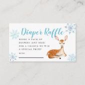 Herten Winter Baby shower Blauwe Luier Raffle Tick Informatiekaartje (Voorkant)