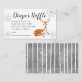 Herten Winter Baby shower Grijze Luier Raffle Tick Informatiekaartje (Voorkant / Achterkant)
