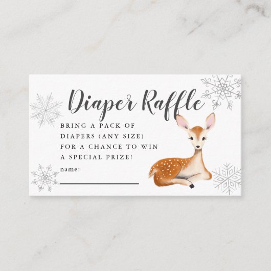Herten Winter Baby shower Grijze Luier Raffle Tick Informatiekaartje (Voorkant)