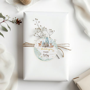 Herten Winter Baby shower Groen Dank u Ronde Sticker