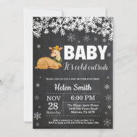 Herten Winter Baby Shower Krijtbord Uitnodiging