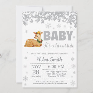 Herten Winter Baby Shower Sneeuwvlok Uitnodiging
