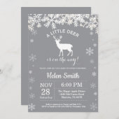 Herten Winter Baby shower Sneeuwvlok Uitnodiging (Voorkant / Achterkant)