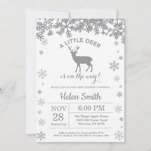 Herten Winter Baby Shower Sneeuwvlok Uitnodiging
