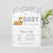 Herten Winter Baby shower Sneeuwvlok Uitnodiging (Staand voorkant)