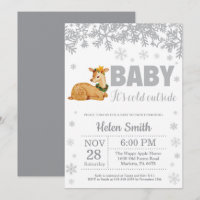 Herten Winter Baby shower Sneeuwvlok Uitnodiging