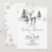 Herten Winter Baby shower Uitnodiging (Voorkant / Achterkant)