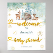 Herten Winter Baby shower Welkomstbord Poster (Voorkant)