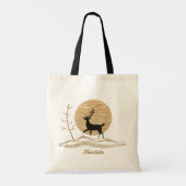 Herten Winter Maan Moderne Gepersonaliseerde Naam Tote Bag (Achterkant)
