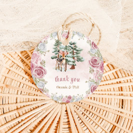 Herten Winter Meisje Baby Shower Roze Bedankt Bedankjes Labels