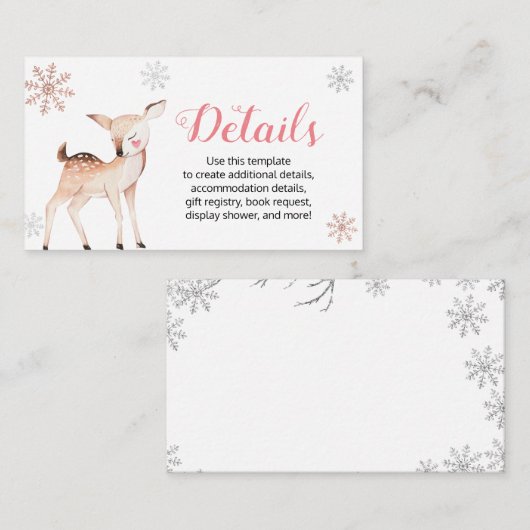 Herten Winter Onederland 1e Verjaardag Details Kaa Informatiekaartje (Voorkant / Achterkant)