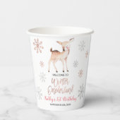 Herten Winter ONEderland 1e Verjaardag Roos Goud Papieren Bekers (Achterkant)