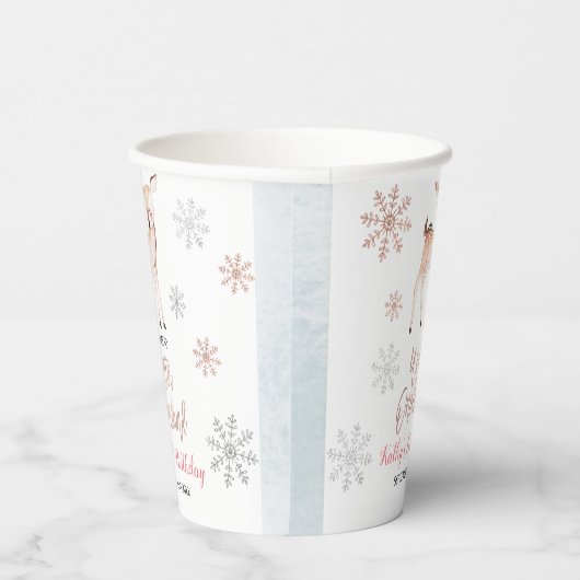 Herten Winter ONEderland 1e Verjaardag Roos Goud Papieren Bekers (Rechts)