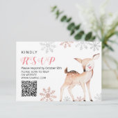 Herten Winter ONEderland 1e verjaardag RSVP-kaart Bedankkaart (Staand voorkant)