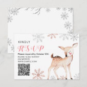 Herten Winter ONEderland 1e verjaardag RSVP-kaart Bedankkaart (Voorkant / Achterkant)