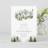 Herten Winter Onederland 1e verjaardag uitnodiging (Staand voorkant)