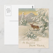 Herten Winter Sneeuw Blokhut Berg Groene dennenboo Briefkaart (Voorkant / Achterkant)