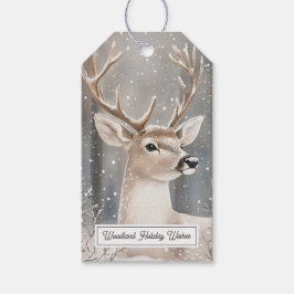 Herten Winter Sneeuw Kerstmis Cadeaulabel