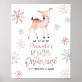 Herten Winter Sneeuwvlokken ONEderland Verjaardag  Poster