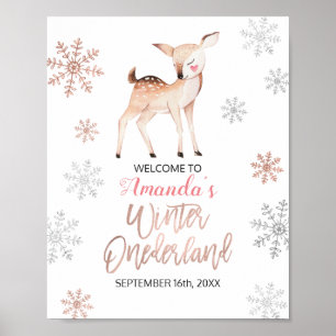 Herten Winter Sneeuwvlokken ONEderland Verjaardag  Poster