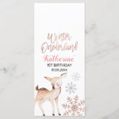 Herten Winter Sneeuwvlokken ONEderland Verjaardags Menu (Achterkant)