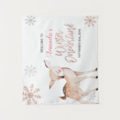 Herten Winter Sneeuwvlokken ONEderland Welkom Bord Wandkleed (Voorkant)