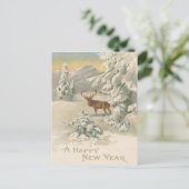 Herten Winter Snow Cabin Mountain Evergreen Briefkaart (Staand voorkant)