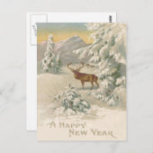 Herten Winter Snow Cabin Mountain Evergreen Briefkaart (Voorkant / Achterkant)