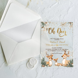 Herten Winter Wonderland Baby shower Acryl Uitnodigingen