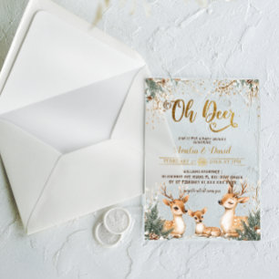 Herten Winter Wonderland Baby shower Acryl Uitnodigingen