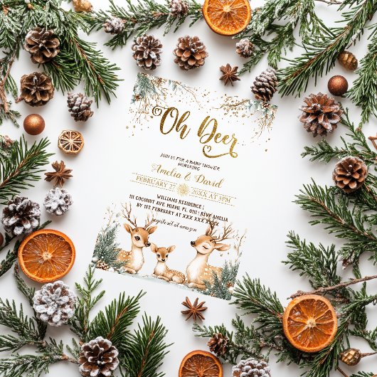 Herten Winter Wonderland Baby shower Acryl Uitnodigingen