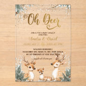 Herten Winter Wonderland Baby shower Acryl Uitnodigingen (Voorkant)