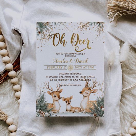 Herten Winter Wonderland Baby Shower Kaart