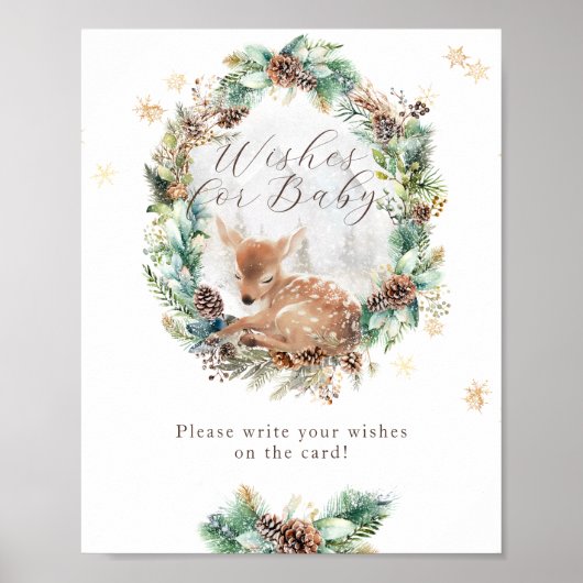 Herten Winter Woodland Baby shower Custom Sign Poster (Voorkant)