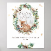 Herten Winter Woodland Baby shower Custom Sign Poster (Voorkant)