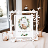 Herten Winter Woodland Baby shower Custom Sign Poster